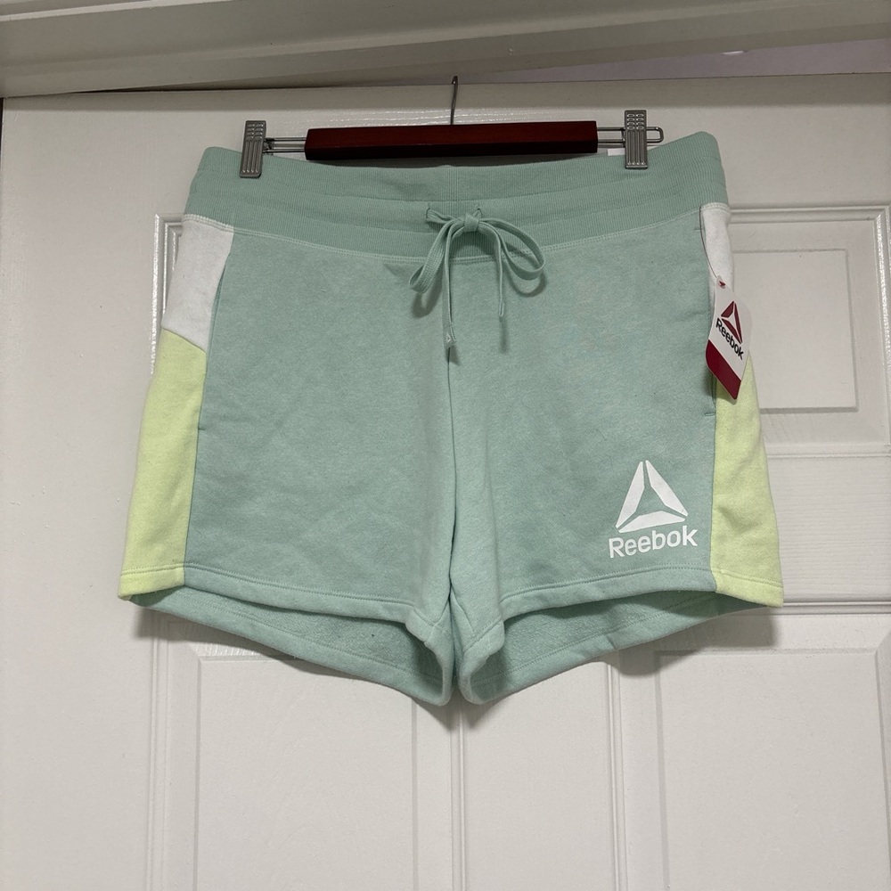 Reebok Pastel Green and Yellow Athletic Shorts